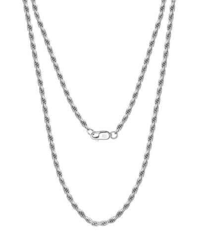 1.7mm 18K Gola Plated 925 Sterling Silver Rope Chain Wholesale For Men Women -silver