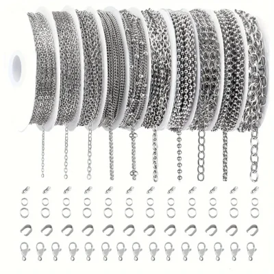 10 Roll 74ft Bulk Stainless Steel Chain for Jewelry Making DIY (1)