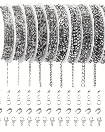 10 Roll 74ft Bulk Stainless Steel Chain for Jewelry Making DIY (1)