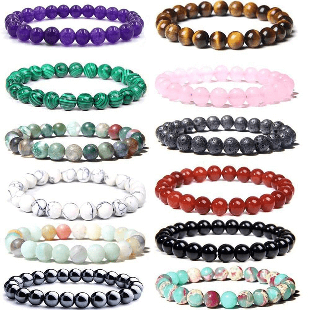 12Pcs Healing Crystal Beaded Bracelets Wholesale