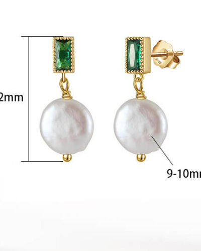 Vaihtoehtoinen näkymä 14K Gold-plated 925 Sterling Silver Freshwater Pearl Drop Earrings:stä