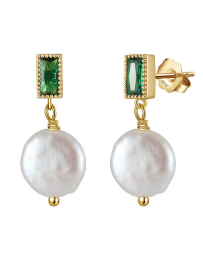 14K Gold-plated 925 Sterling Silver Freshwater Pearl Drop Earrings SHOW