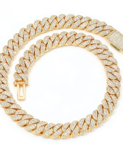 14mm Cuban Link Chain with Cubic Zirconia Wholesale