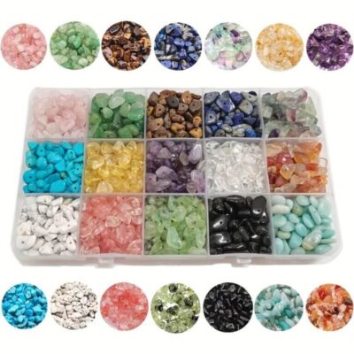 15 Types Gemstone Bead Chips Wholesale Box Jewelry Making (1)