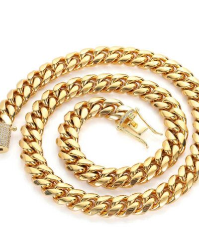 18K Gold Plated 10mm Cuban Link Chain Wholesale -gold