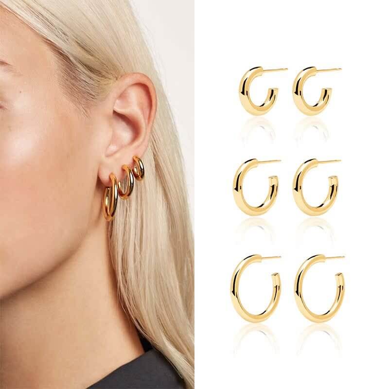 18k Gold Over Sterling Silver Hoop Earrings Wholesale
