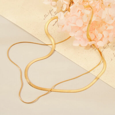 18k Gold Plated Double Layer Snake Chain Stainless Steel Wholesale (1)