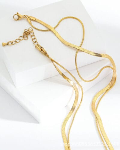 18k Gold Plated Double Layer Snake Chain Stainless Steel Wholesale 6