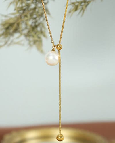 18k Plated Stainless Steel Metal Chain with Pearl 3