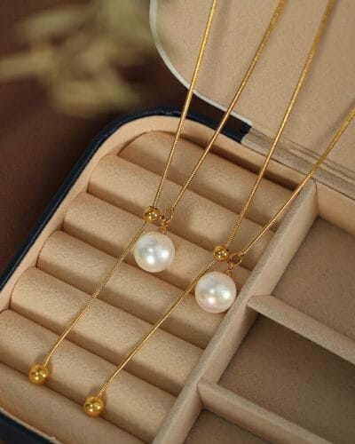 18k Plated Stainless Steel Metal Chain with Pearl 4