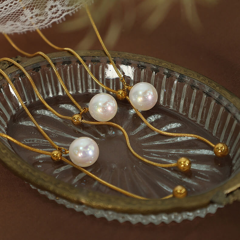 Alternative view of 18K Gold Plated Stainless Steel Metal Chain with Pearl