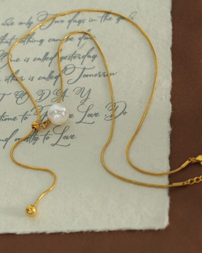 18k Plated Stainless Steel Metal Chain with Pearl 6