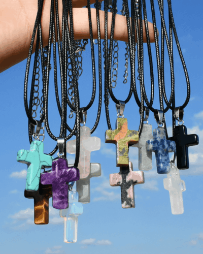 Healing Crystal Cross Pendant Crystal Necklace