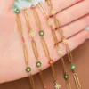1M 18k Gold Plated Stainless Steel Chain with Daisy Flower Bead for DIY 