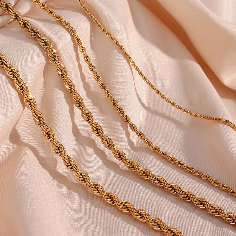 2-8MM18K Gold Plated Stainless Steel Rope Chains Wholesale - Image 7
