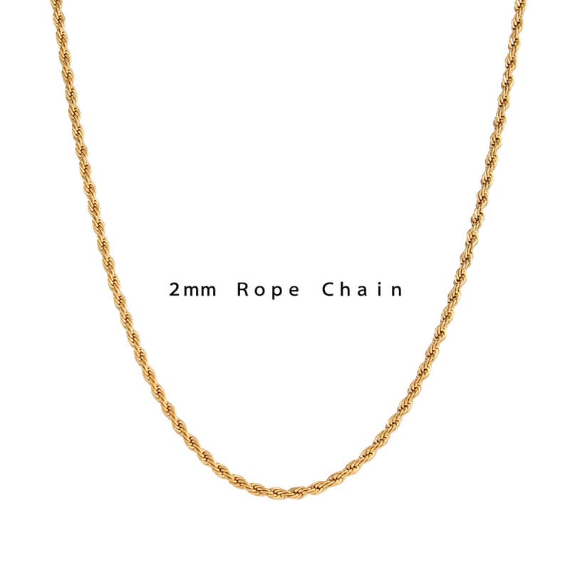 2-8MM18K Gold Plated Stainless Steel Rope Chains Wholesale - Image 4