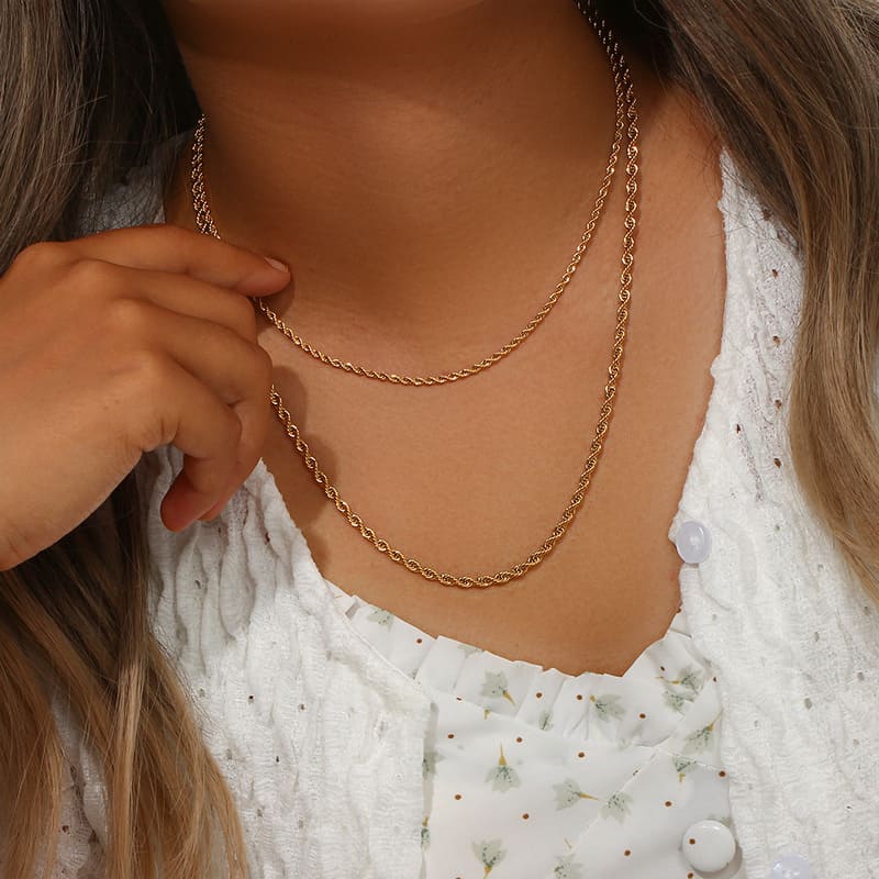 2-8MM18K Gold Plated Stainless Steel Rope Chains Wholesale - Image 11