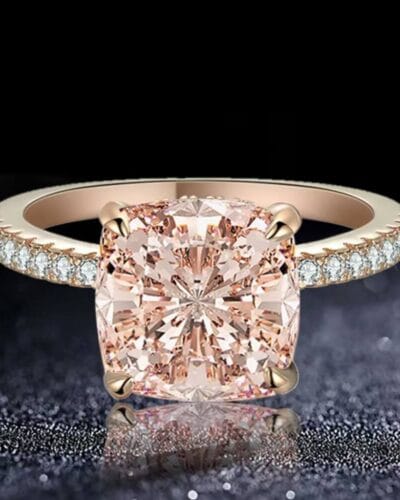 Romantic 2CT Pink Cushion Cut Moissanite Ring for Women Engagement Wedding