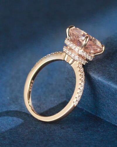 Romantic 2CT Pink Cushion Cut Moissanite Ring for Women Engagement Wedding