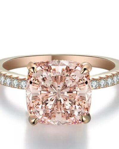 Romantic 2CT Pink Cushion Cut Moissanite Ring for Women Engagement Wedding