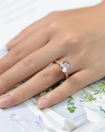 Romantic 2CT Pink Cushion Cut Moissanite Ring for Women Engagement Wedding