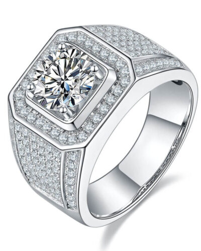 2 ct Mens Moissanite Band with 925 Sterling Silver