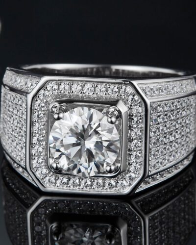 2ct Mens Moissanite Band with 925 Sterling Silver