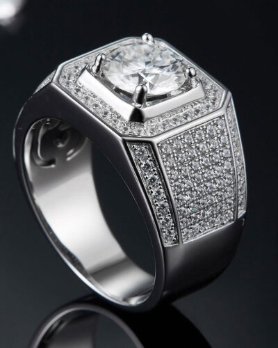 Alternative view of 2ct Mens Moissanite Band with 925 Sterling Silver