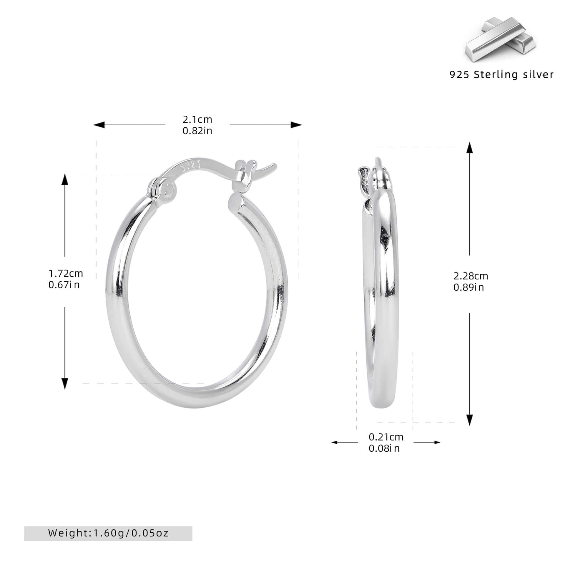 20MM-40MM Platinum Plating 925 Sterling Silver Round Earrings Wholesale-20mm silver