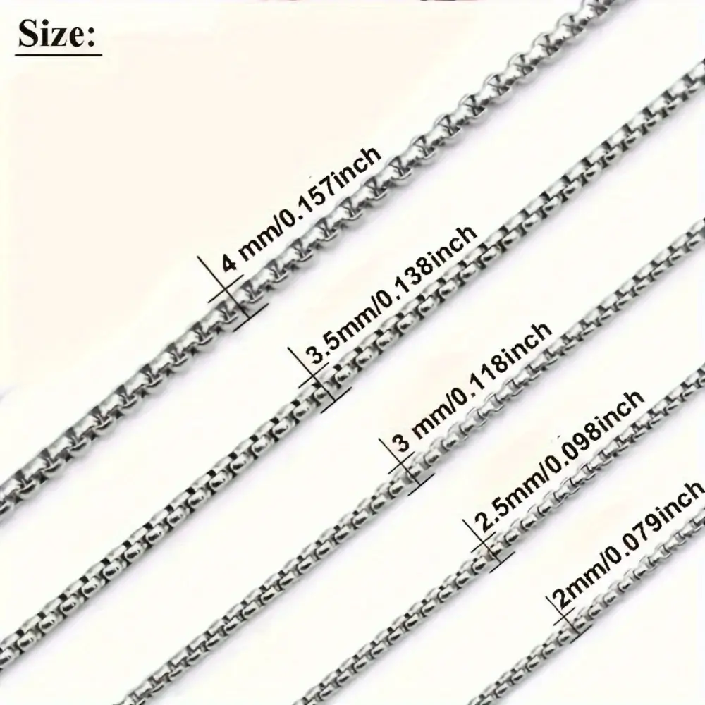 Alternative view of 2/3/4mm Stainless Steel Box Chain Necklace Wholesale