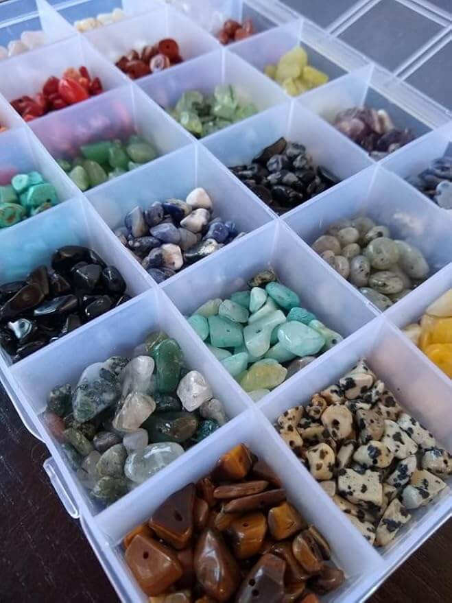 24 Color Gemstone Chip Beads Kit Crystal Jewellery Making Drilled Beads - Görüntü 3