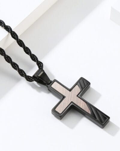 24-inch Stainless Steel Black Cross Necklace Pendant for Men (2)