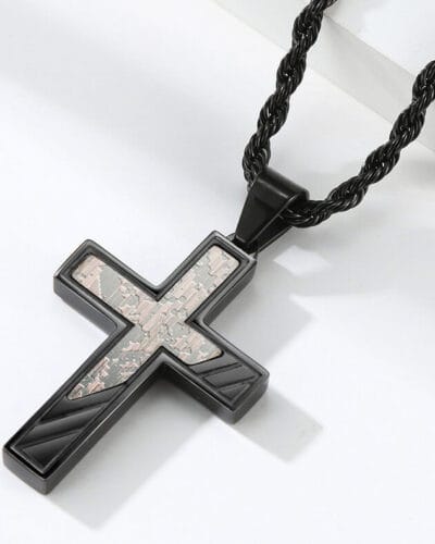 24 inch Stainless Steel Black Cross Necklace Pendant for Men 4