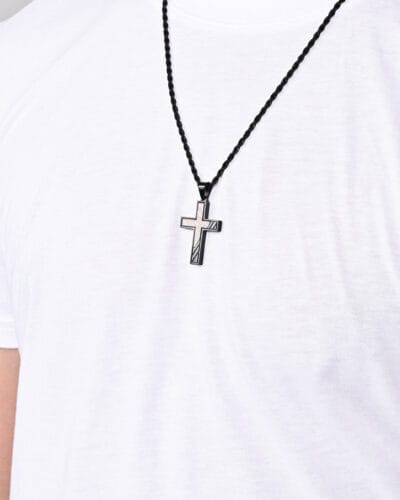 24 inch Stainless Steel Black Cross Necklace Pendant for Men 5