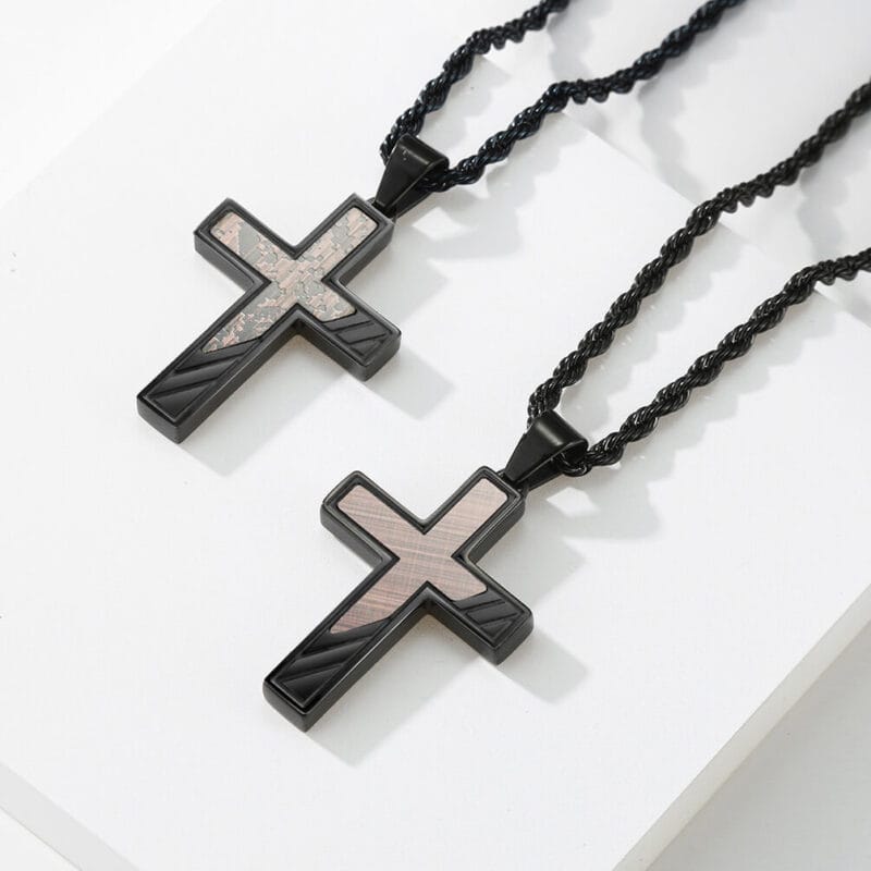 24 inch Stainless Steel Black Cross Necklace Pendant for Men 6