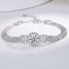 2CT Round Shaped Moissanite Sterling Silver Bracelet