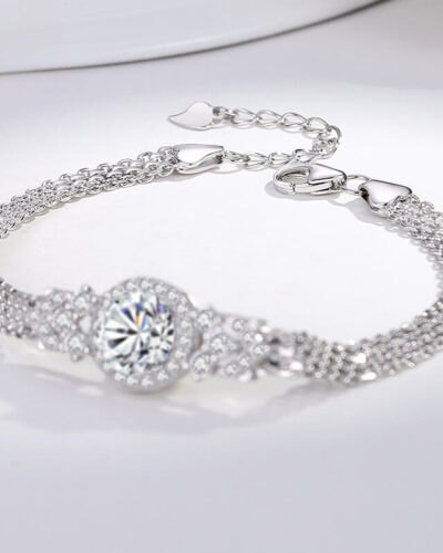 2CT Round Shaped Moissanite Sterling Silver Bracelet SHOW