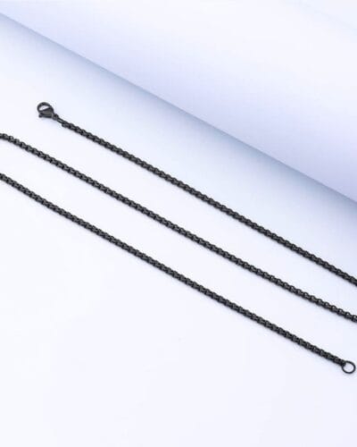 1Pcs 2-5MM Black Mens Stainless Steel Box Chain Necklace