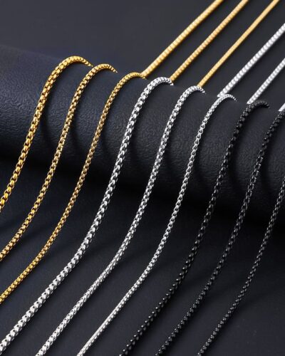 2MM2.5MM Mens Stainless Steel Box Chain Necklace Wholesale (7)