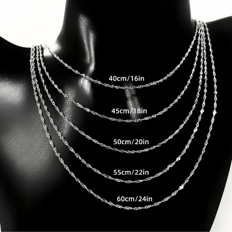 2mm Minimalist 925 Sterling Silver Twisted Chain Necklace for Women