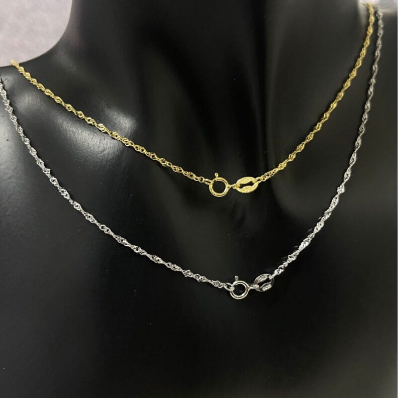 2mm Minimalist 925 Sterling Silver Twisted Chain Necklace for Women