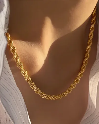 Alternative view of 2pcs Rope Stainless Steel Chain Set Wholesale Twisted Chain