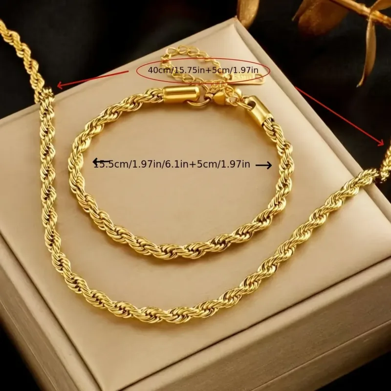 2pcs Rope Stainless Steel Chain Set Wholesale Twisted Chain 5