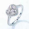 Simple 3 Carat Pave Heart Shaped Moissanite Ring Anniversary Gift for Women