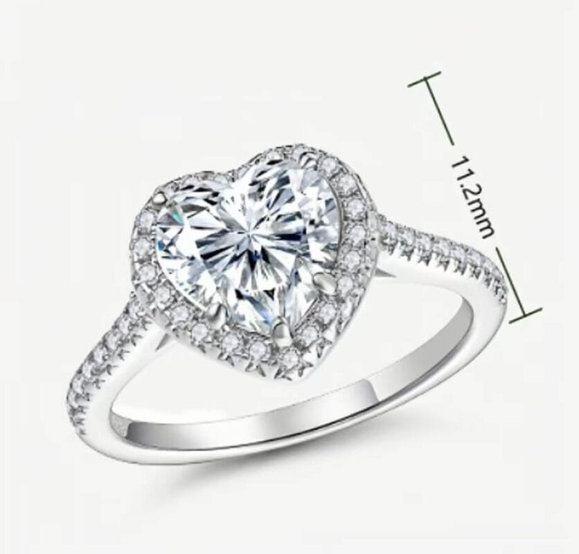 Simple 3 Carat Pave Heart Shaped Moissanite Ring Anniversary Gift for Women