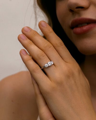 3 Stone Moissanite Ring with 925 Sterling Silver 4