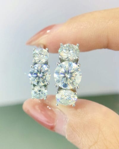 3 Stone Moissanite Ring with 925 Sterling Silver 7