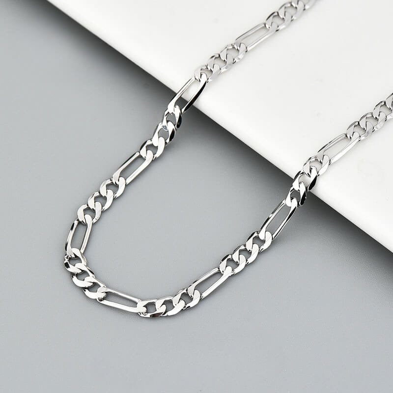 3.3mm 925 Sterling Silver Figaro Chain for Men