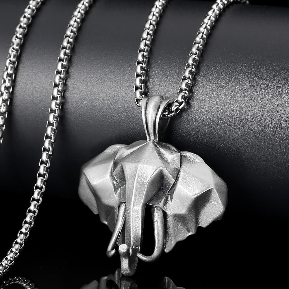 Alternative view of 3D Simple Men's Elephant Necklace Chain Wholesale