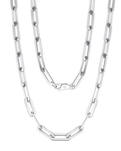 3MM 18k Gold Plated 925 Sterling Silver Paperclip Necklace Bulk-silver